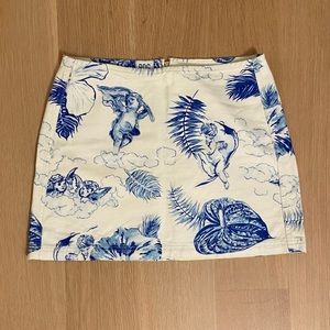 Urban Outfitters Angel Print Jean Skirt